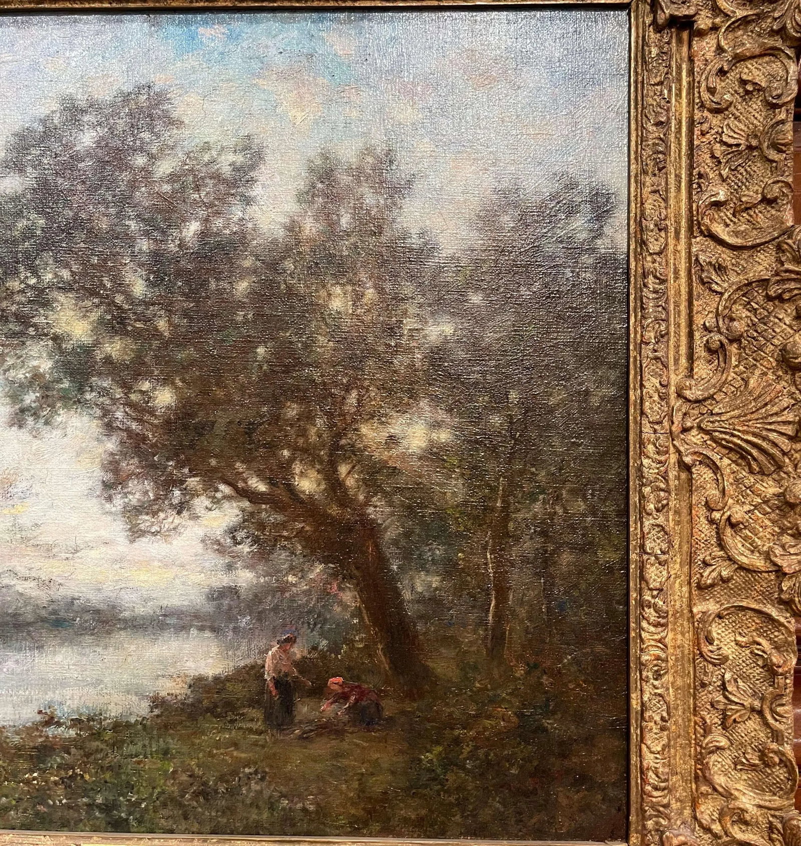 19th Century French Landscape Painting Signed Corot in Original Giltwood Frame - 9