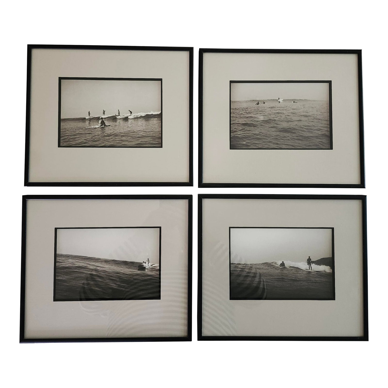 Vintage Set of Four Limited Edition Black and White Surfing Photos by Don James: Four framed black and white photos from Don James, Bluff Cove, San Onofre ans State Beach 1937 Reproduced from the original negative. Comes with Certificate of Authenticity. Copyright by the Estate of