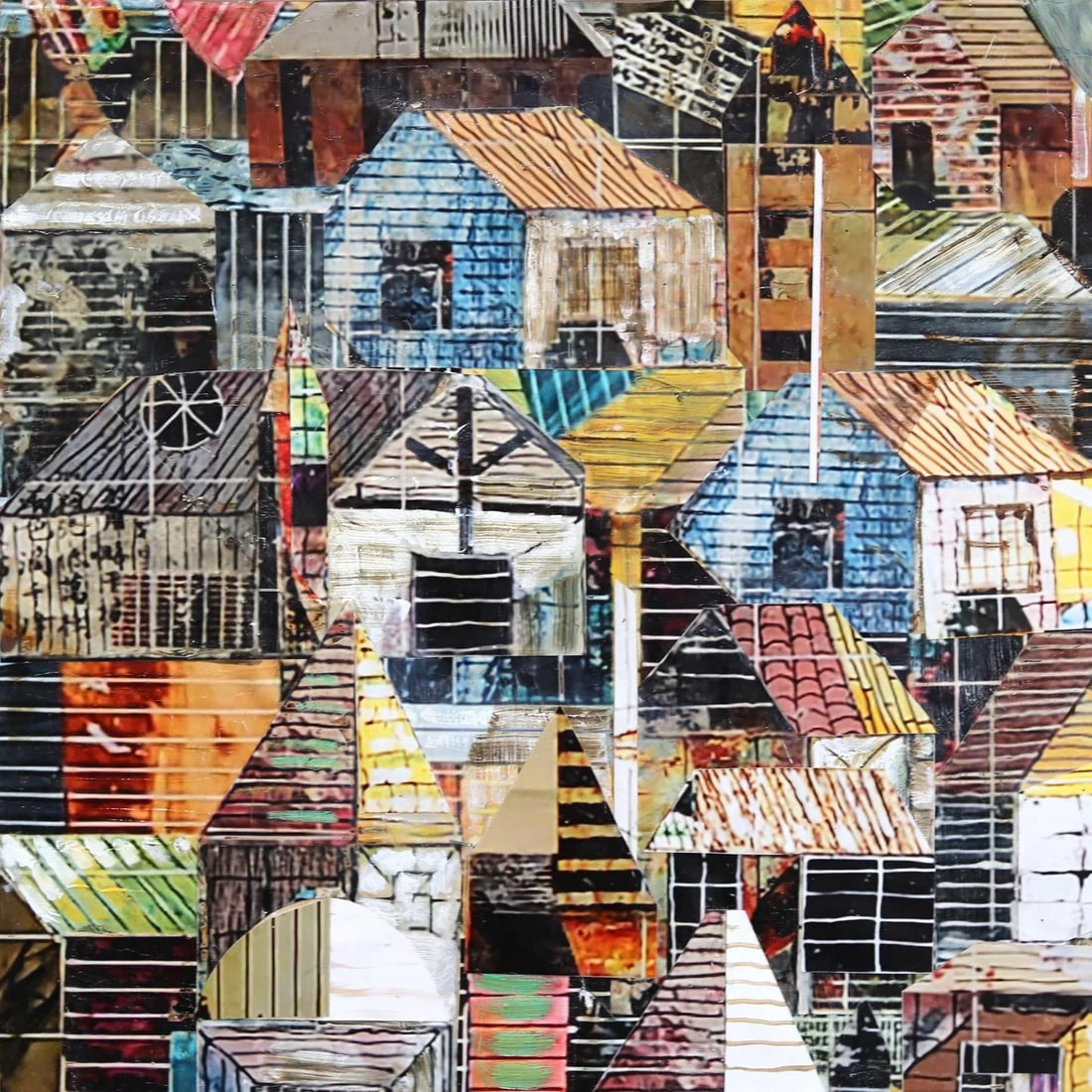 Sublime 2154 - Layered Contemporary Landscape Abstract Cityscape Mixed-Media Painting by TaeHo Kang - 2