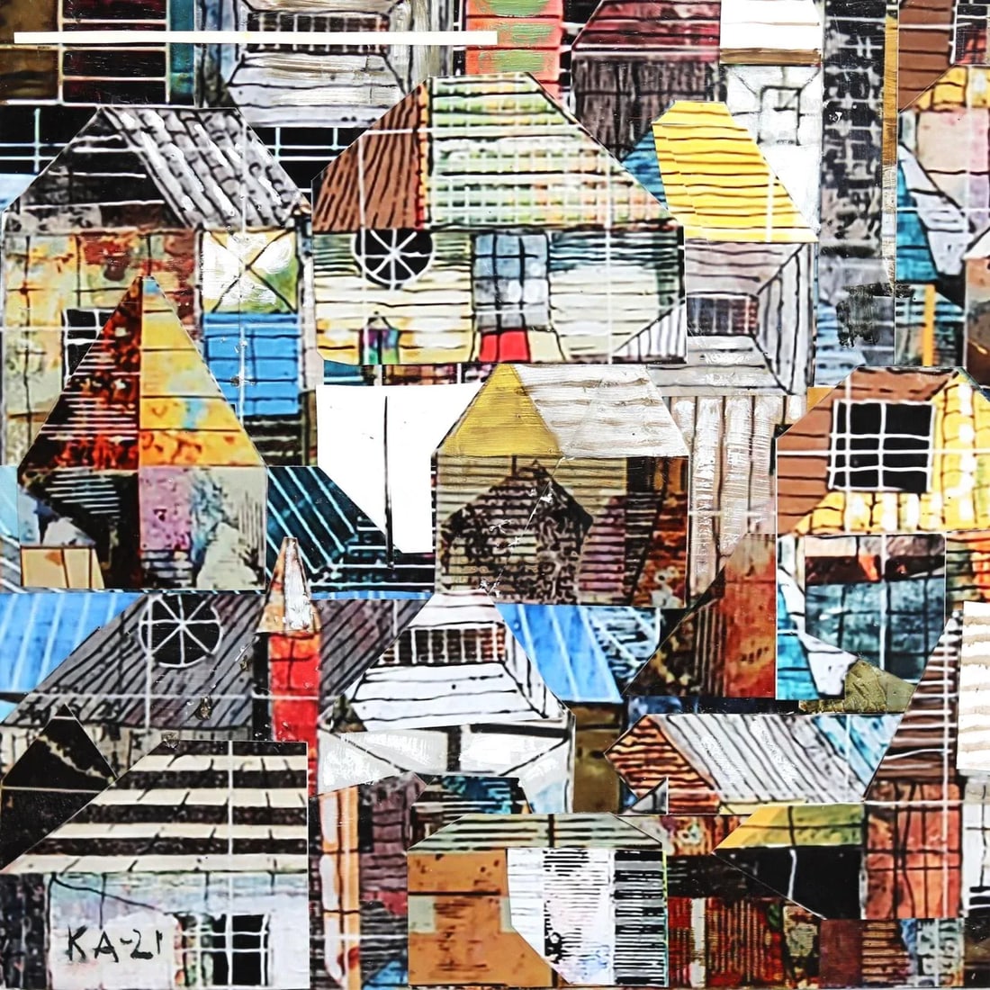 Sublime 2154 - Layered Contemporary Landscape Abstract Cityscape Mixed-Media Painting by TaeHo Kang - 4