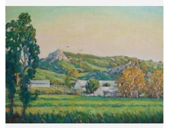 Modern Gary Ray Plein Air Oil Linen Wood Frame Signed California Landscape Painting - 2