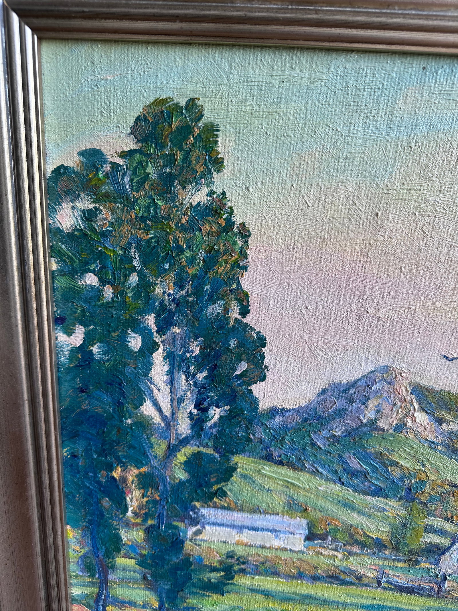 Modern Gary Ray Plein Air Oil Linen Wood Frame Signed California Landscape Painting - 8