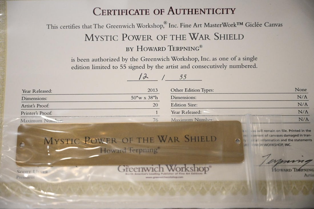 Howard Terpning "Mystic Power of the War Shield" Signed Limited Edition MasterWork Giclee Canvas, 12 - 9