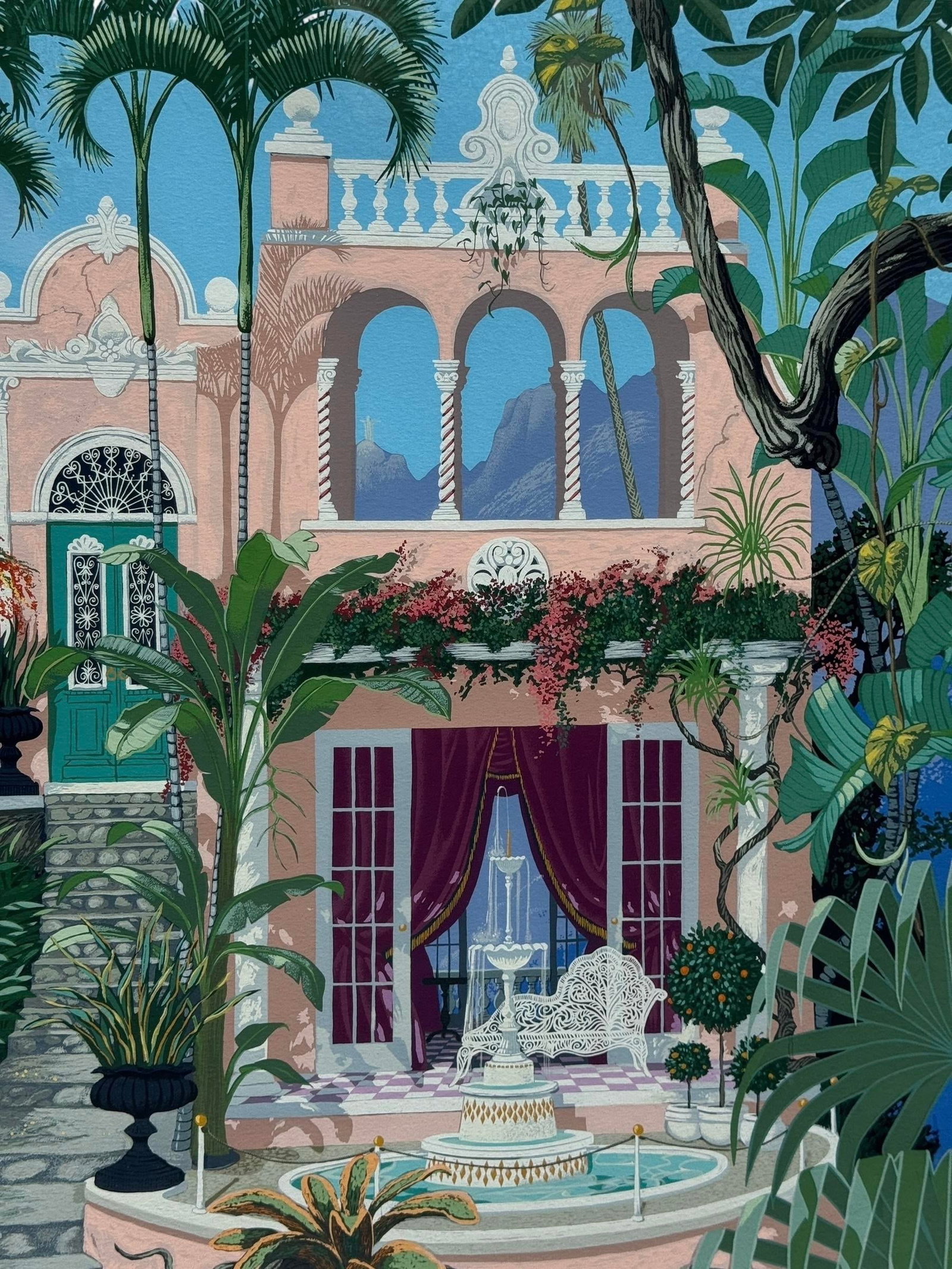 1980s John Kiraly Signed & Numbered "Poinciana Palace" Limited Edition Print - 9