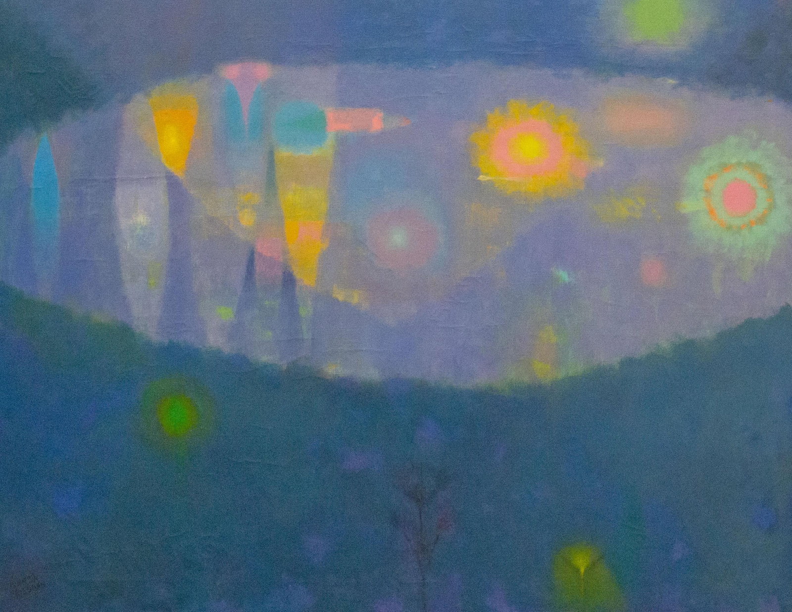 Signed "Moon Flower" Abstract Oil on Canvas Painting by Martin Friedman - 2