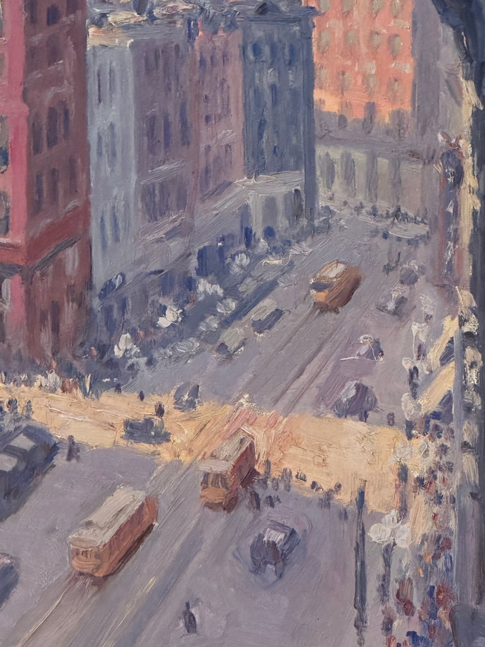 Early 20th Century American Modernist New York Street Scene Signed Framed Oil Painting - 3