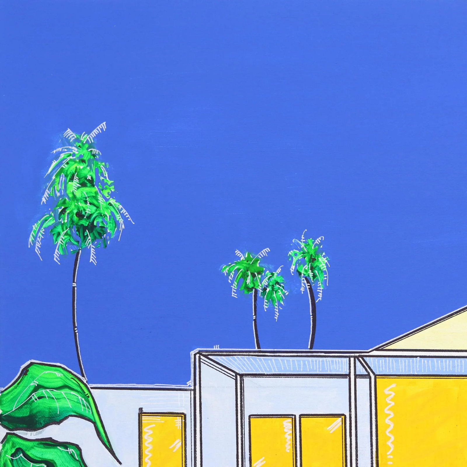 Palm House'' Contemporary House Portrait Acrylic Painting by Jonjo Elliott - 2