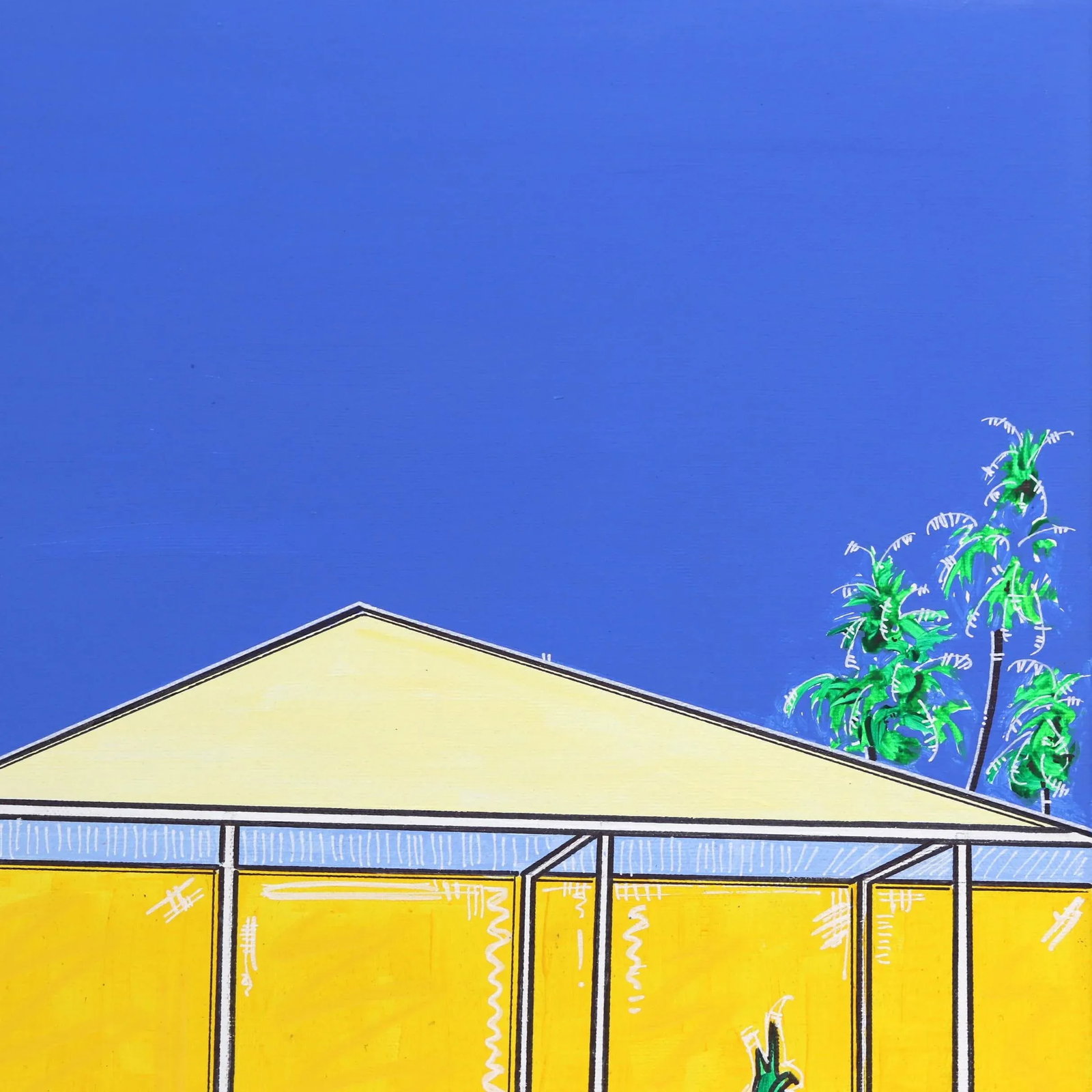 Palm House'' Contemporary House Portrait Acrylic Painting by Jonjo Elliott - 3
