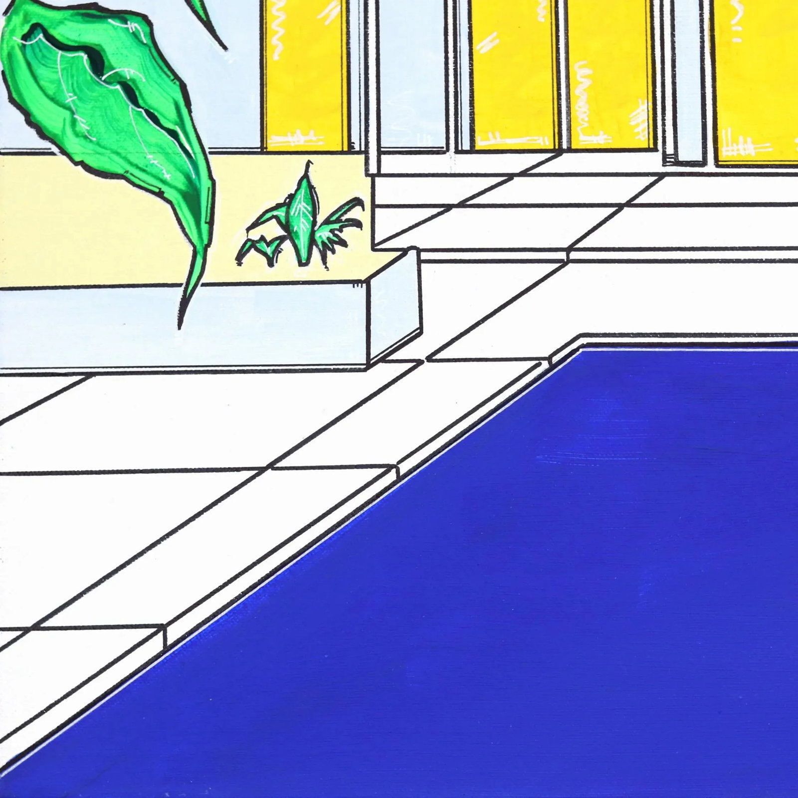 Palm House'' Contemporary House Portrait Acrylic Painting by Jonjo Elliott - 4