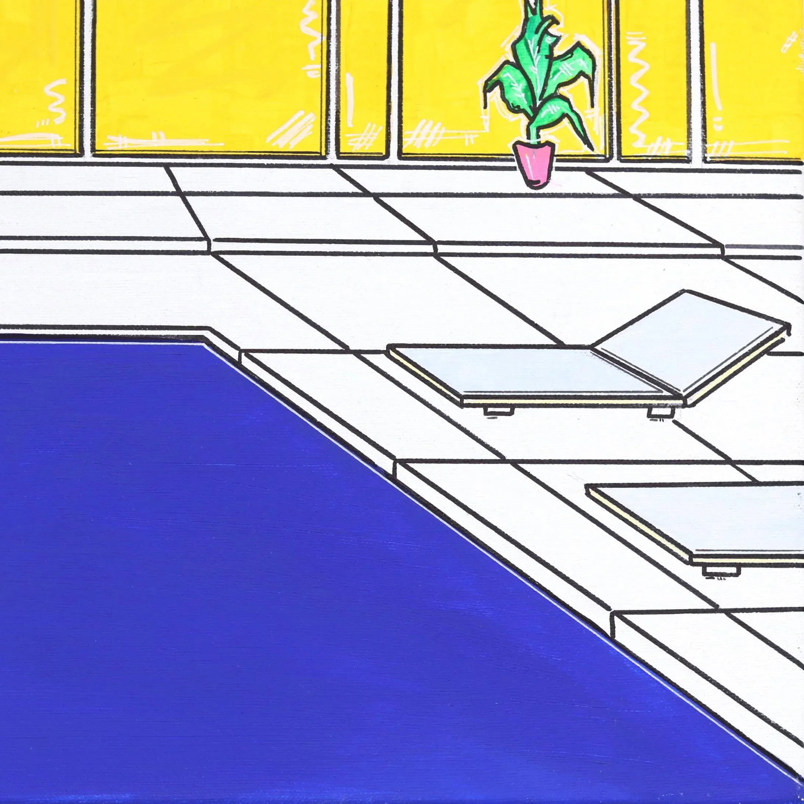 Palm House'' Contemporary House Portrait Acrylic Painting by Jonjo Elliott - 5