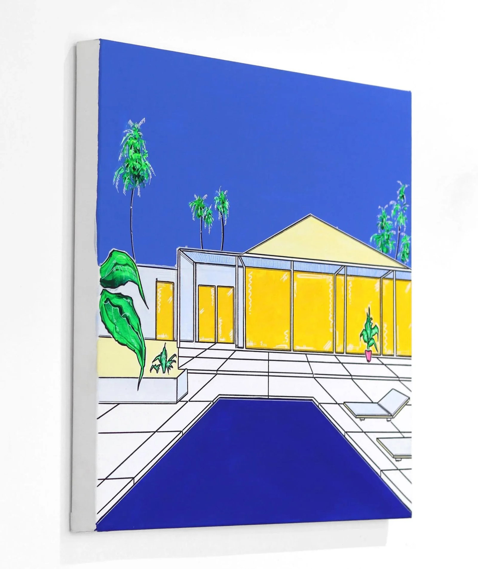 Palm House'' Contemporary House Portrait Acrylic Painting by Jonjo Elliott - 6