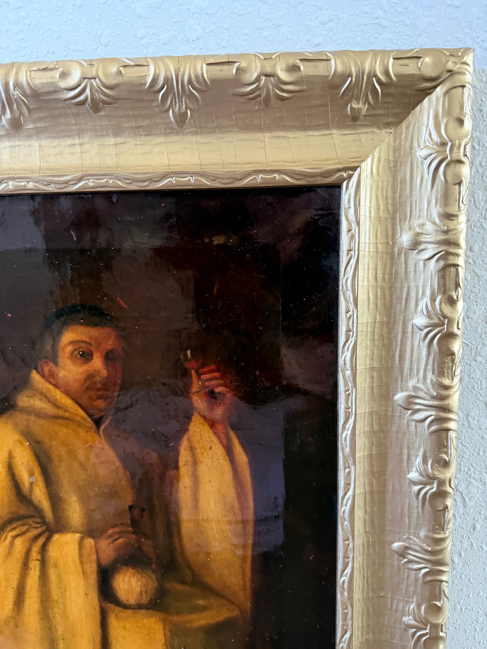 Antique 19c. Oil Painting Monk Portrait by e.c. Edson Gilt Frame Religious Art - 8