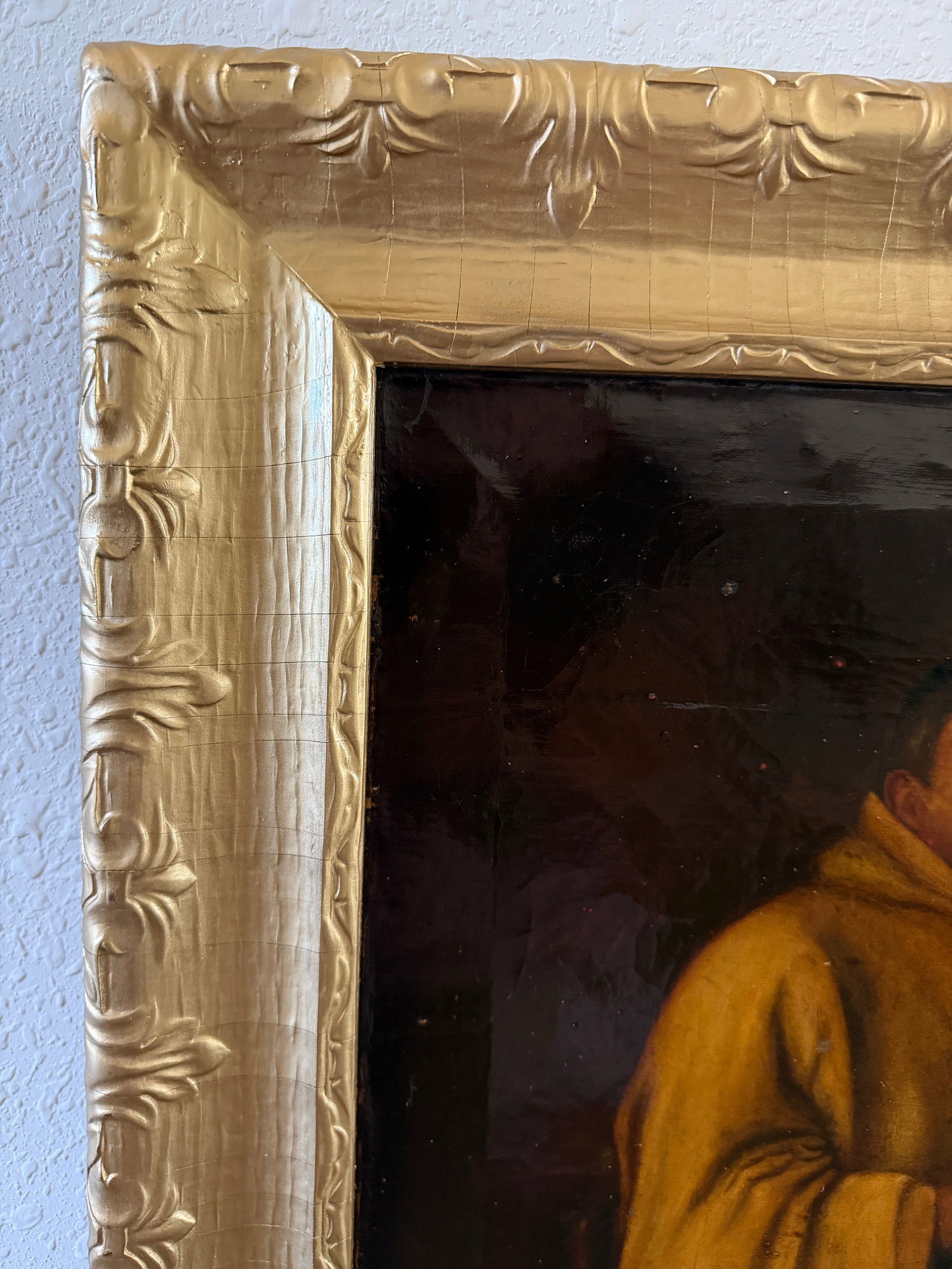 Antique 19c. Oil Painting Monk Portrait by e.c. Edson Gilt Frame Religious Art - 9