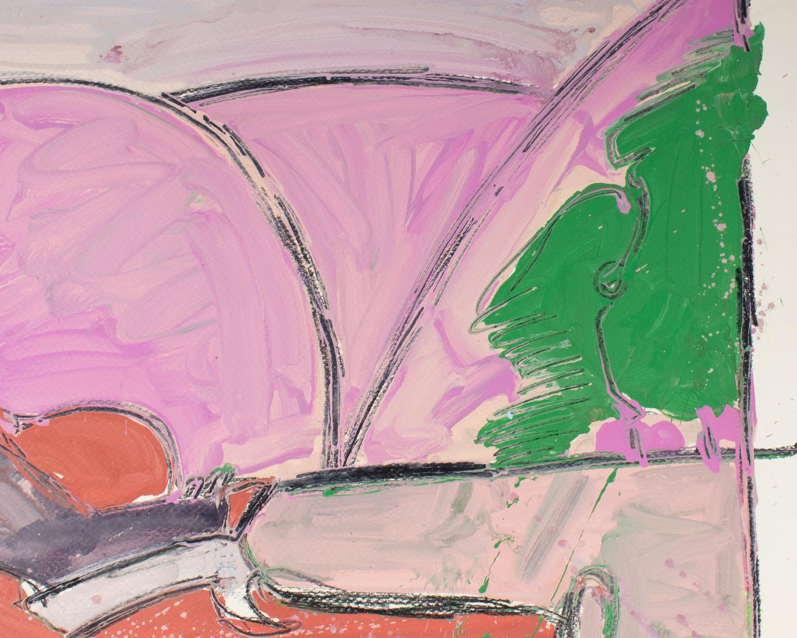 1985 "Pink Mountain, Piedmont" Abstract Acrylic Landscape Painting by Harry Hilson - 3
