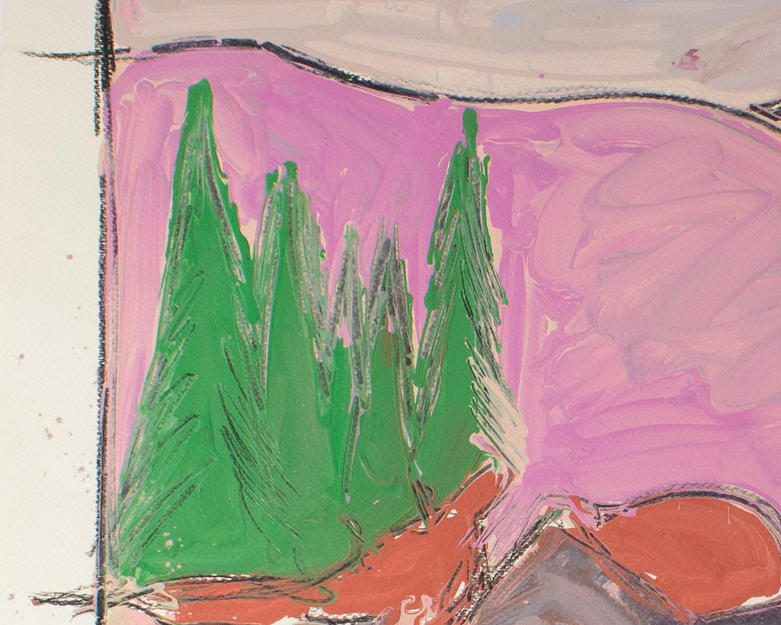 1985 "Pink Mountain, Piedmont" Abstract Acrylic Landscape Painting by Harry Hilson - 4
