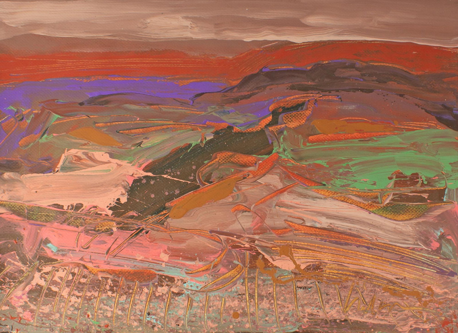 1980s "Deep Purple Dream" Abstract Acrylic Landscape Painting by Harry Hilson - 2