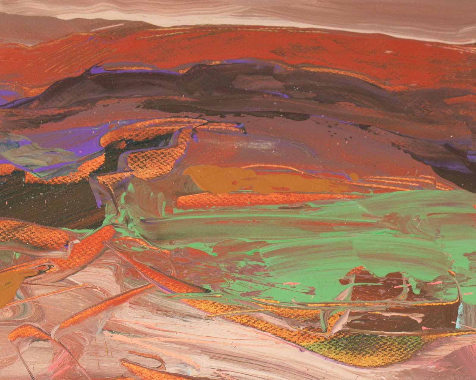 1980s "Deep Purple Dream" Abstract Acrylic Landscape Painting by Harry Hilson - 4