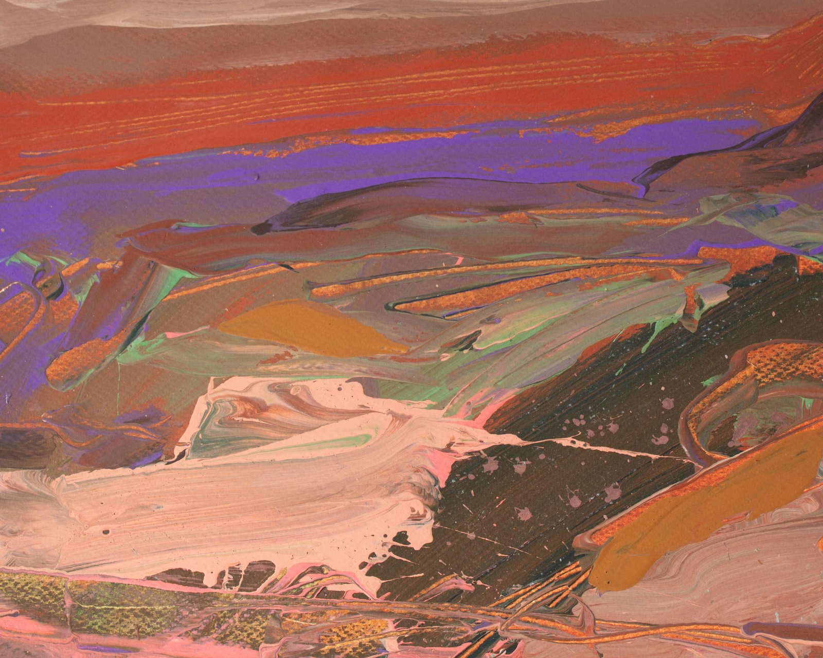 1980s "Deep Purple Dream" Abstract Acrylic Landscape Painting by Harry Hilson - 6