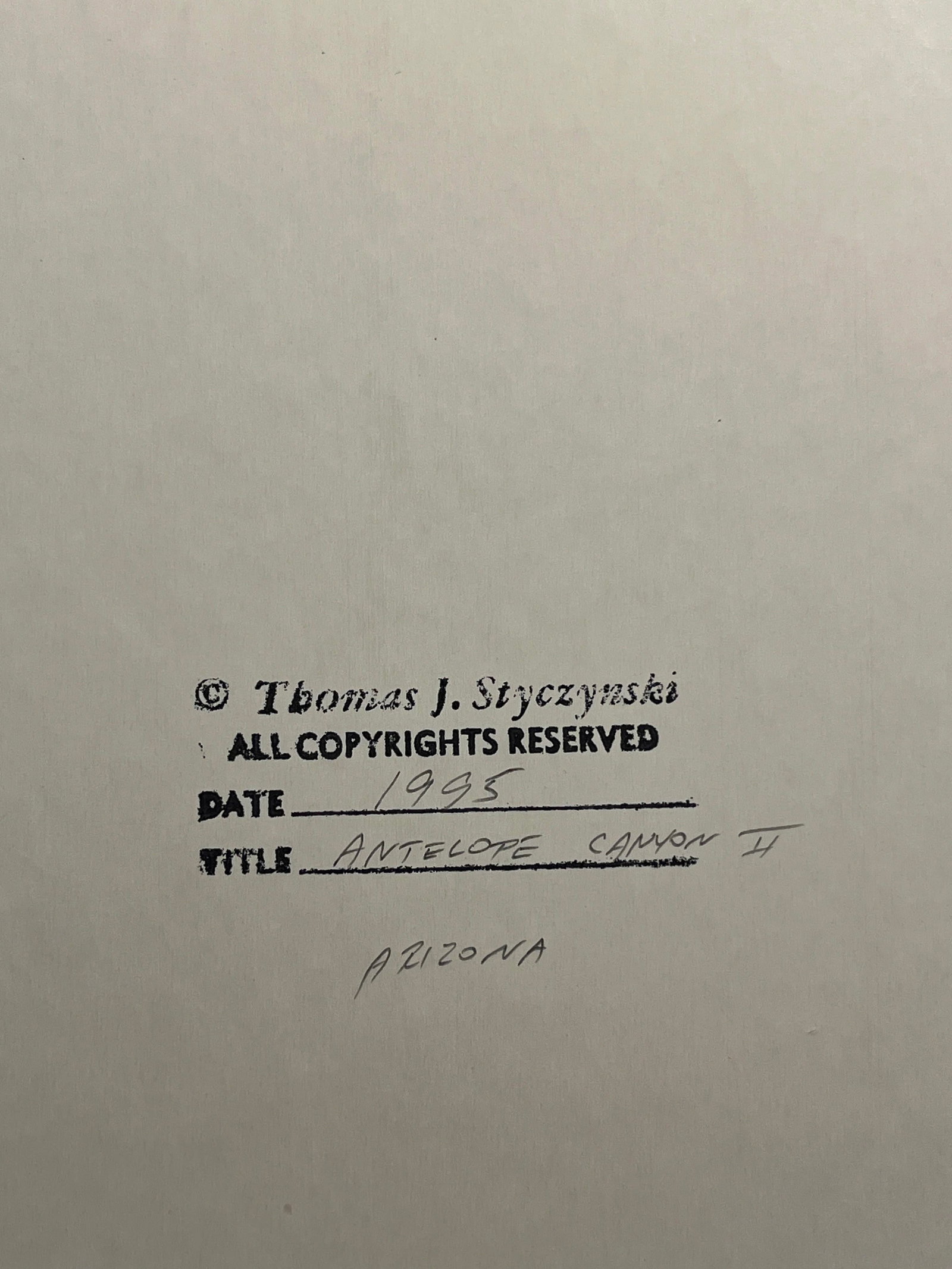 1995 Thomas J. Styczynski "Antelope Canyon 2" Hand Signed Photograph - 6