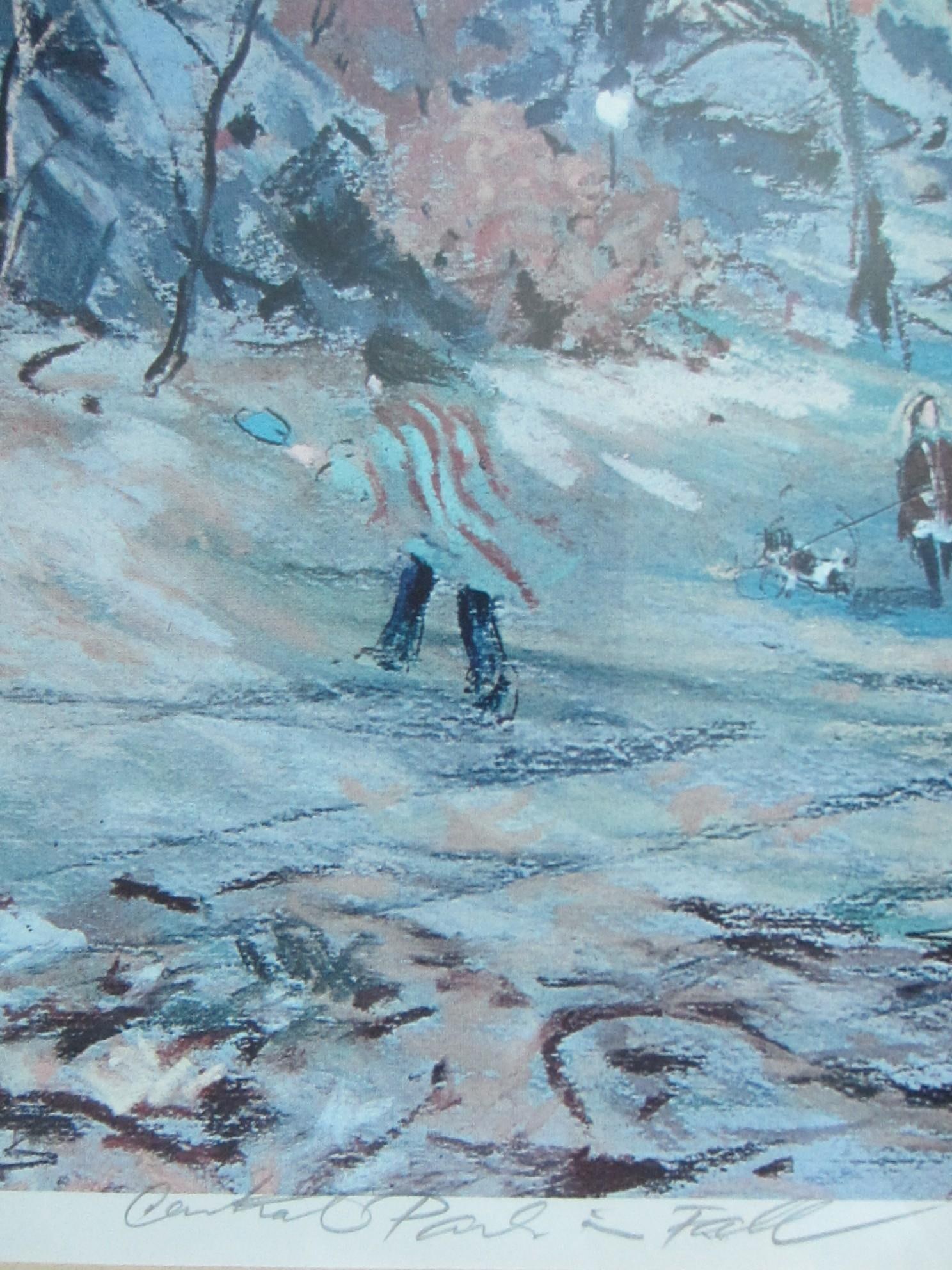 1970s Kamil Kubik Fall in Central Park Impressionist Signed Lithograph - 11