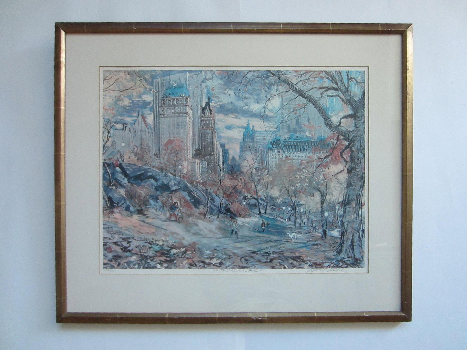 1970s Kamil Kubik Fall in Central Park Impressionist Signed Lithograph - 3