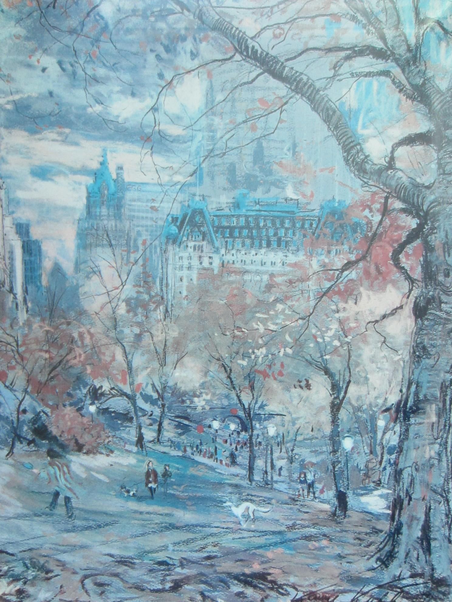 1970s Kamil Kubik Fall in Central Park Impressionist Signed Lithograph - 8