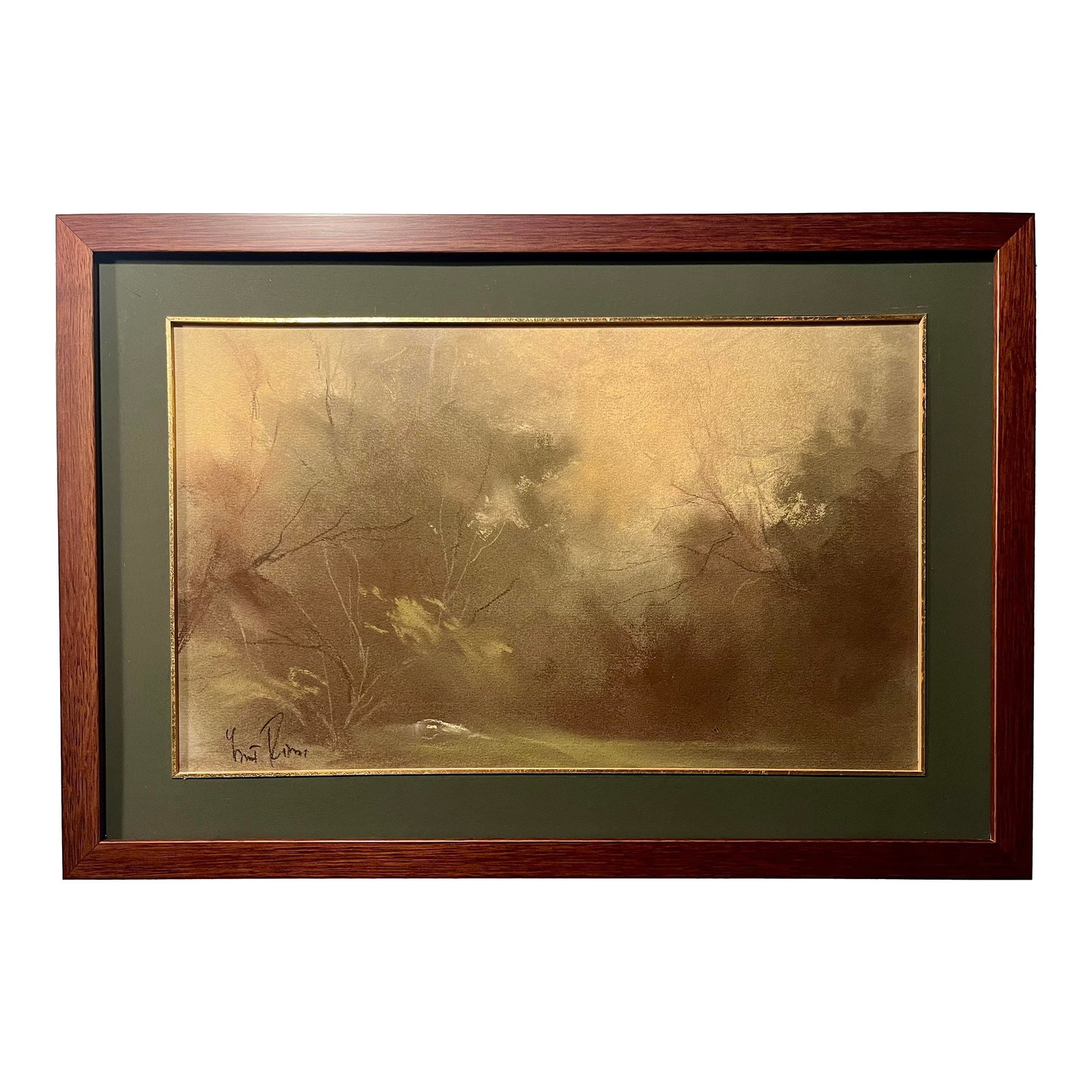 Vintage Original Pastel Landscape Painting Signed & Framed With Museum Glass: Original Vintage Pastel Landscape Painting Signed Framed with Museum Glass Aprox. dimensions: Frame: 12.5"H x 18.5"W Opening area: 8.5"H x 14.5"W Very good original condition! Custom framed with