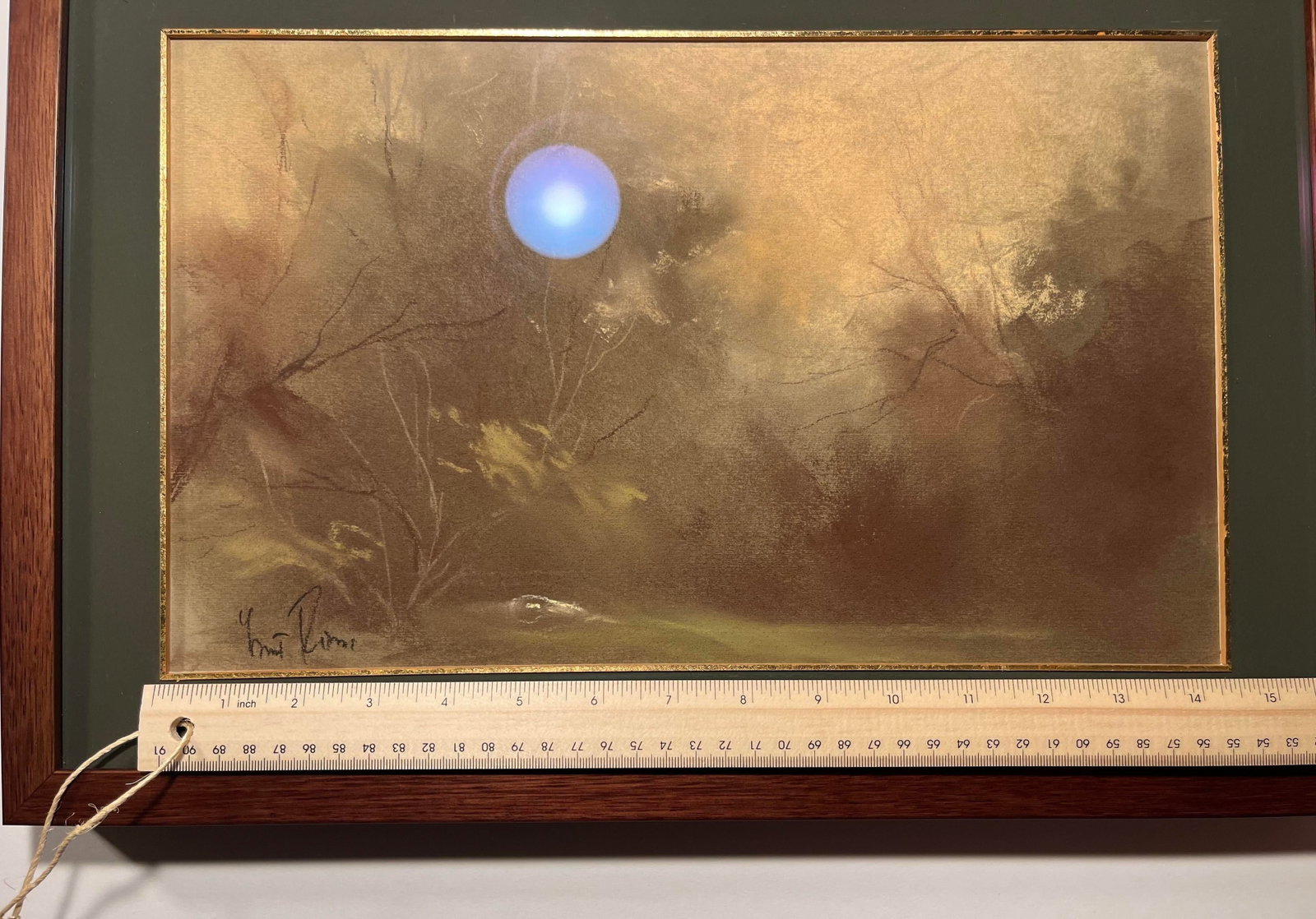 Vintage Original Pastel Landscape Painting Signed & Framed With Museum Glass - 6