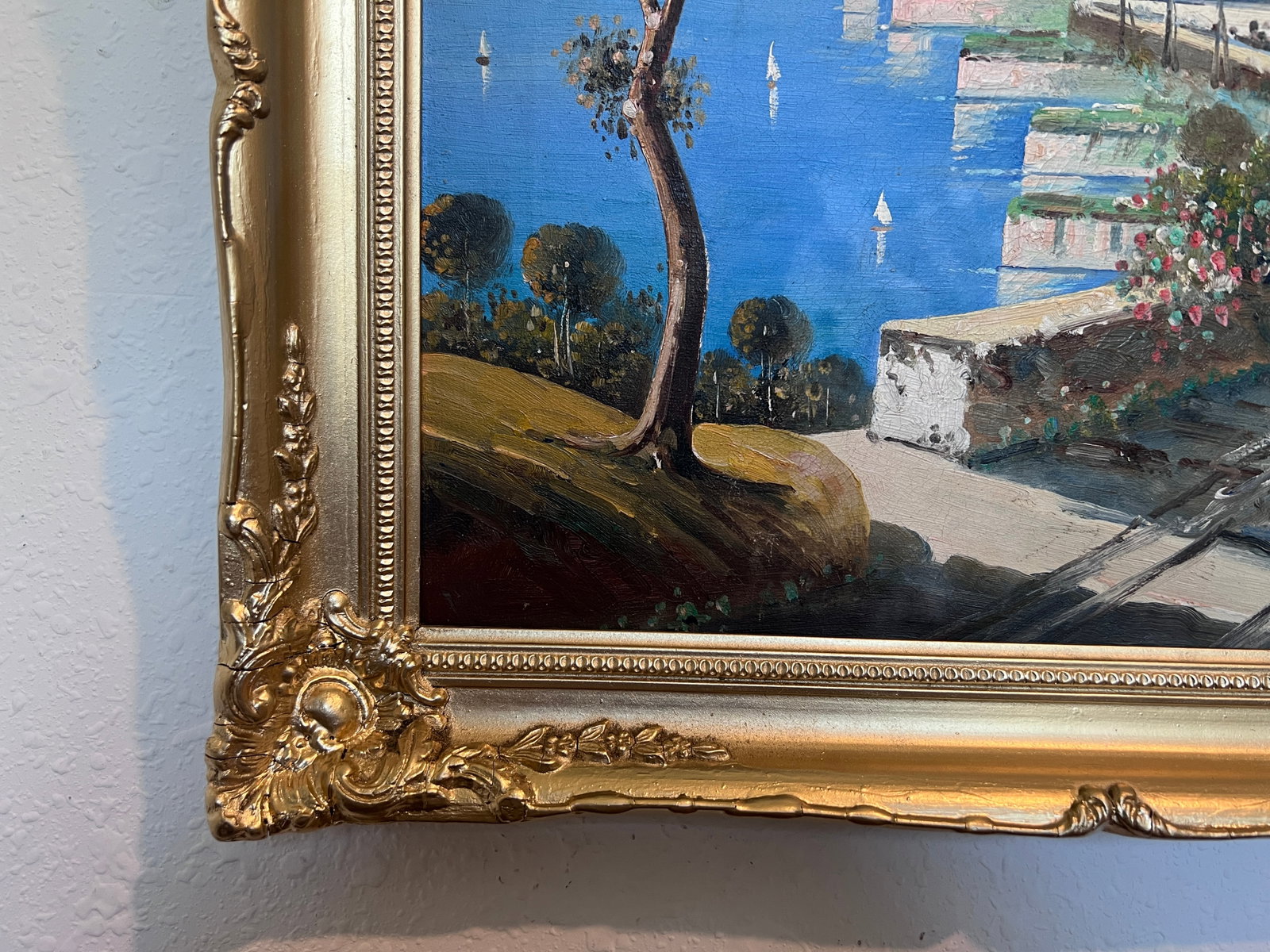 Late 20th Century Original Vintage Mediterranean Coastal Oil Painting on Canvas, Signed, Framed - 10