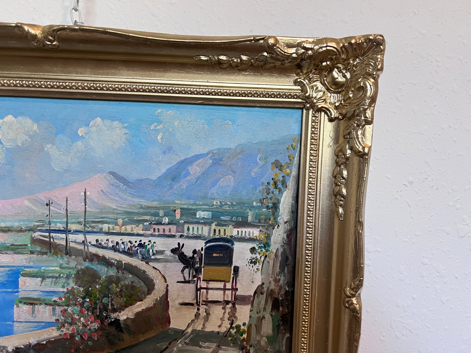 Late 20th Century Original Vintage Mediterranean Coastal Oil Painting on Canvas, Signed, Framed - 5