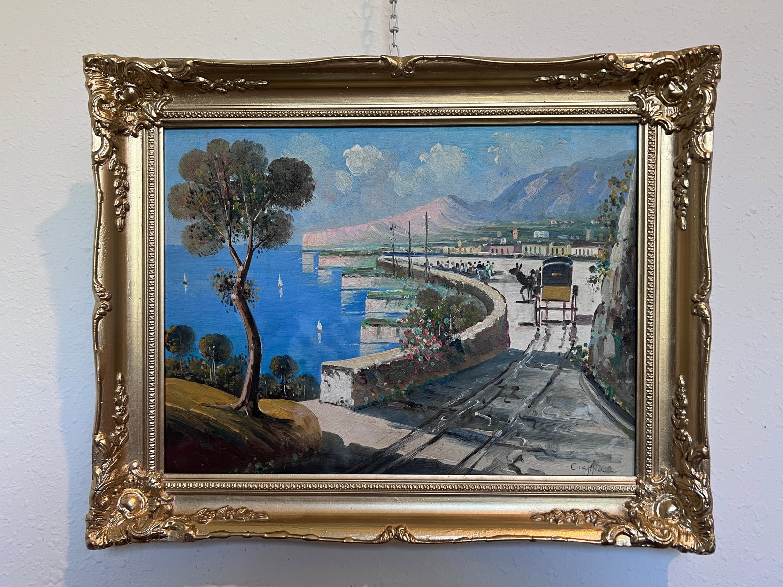 Late 20th Century Original Vintage Mediterranean Coastal Oil Painting on Canvas, Signed, Framed - 9