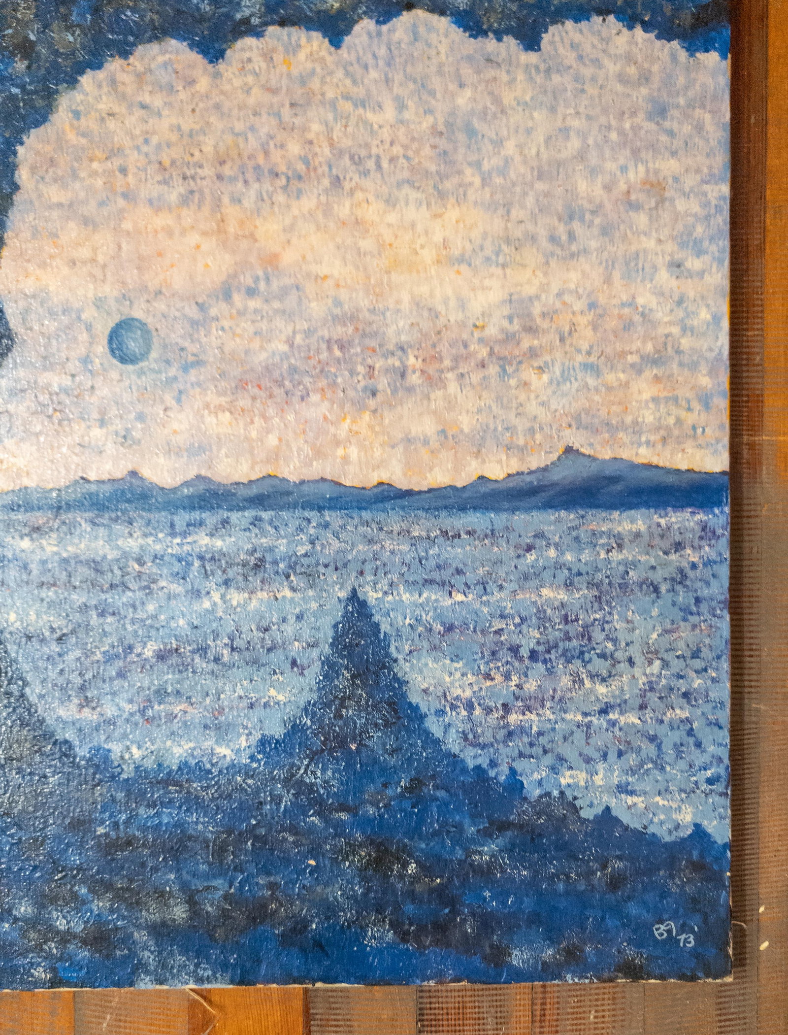 Mid-Century Modern Abstract Surrealist Landscape Painting, Signed - 4