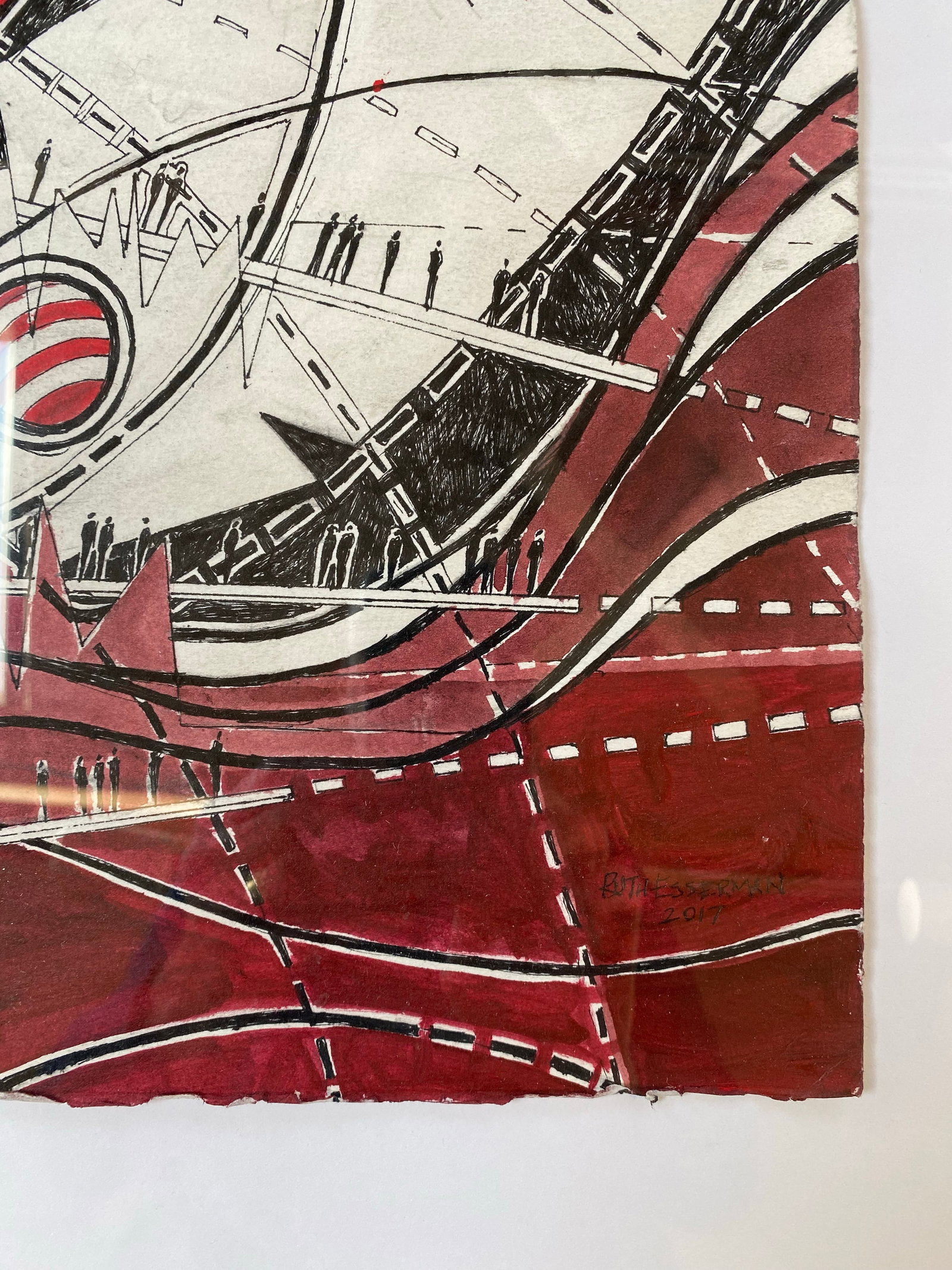 Signed Mixed Media Drawing by Ruth Esserman (1936-2022) "Above" - 2
