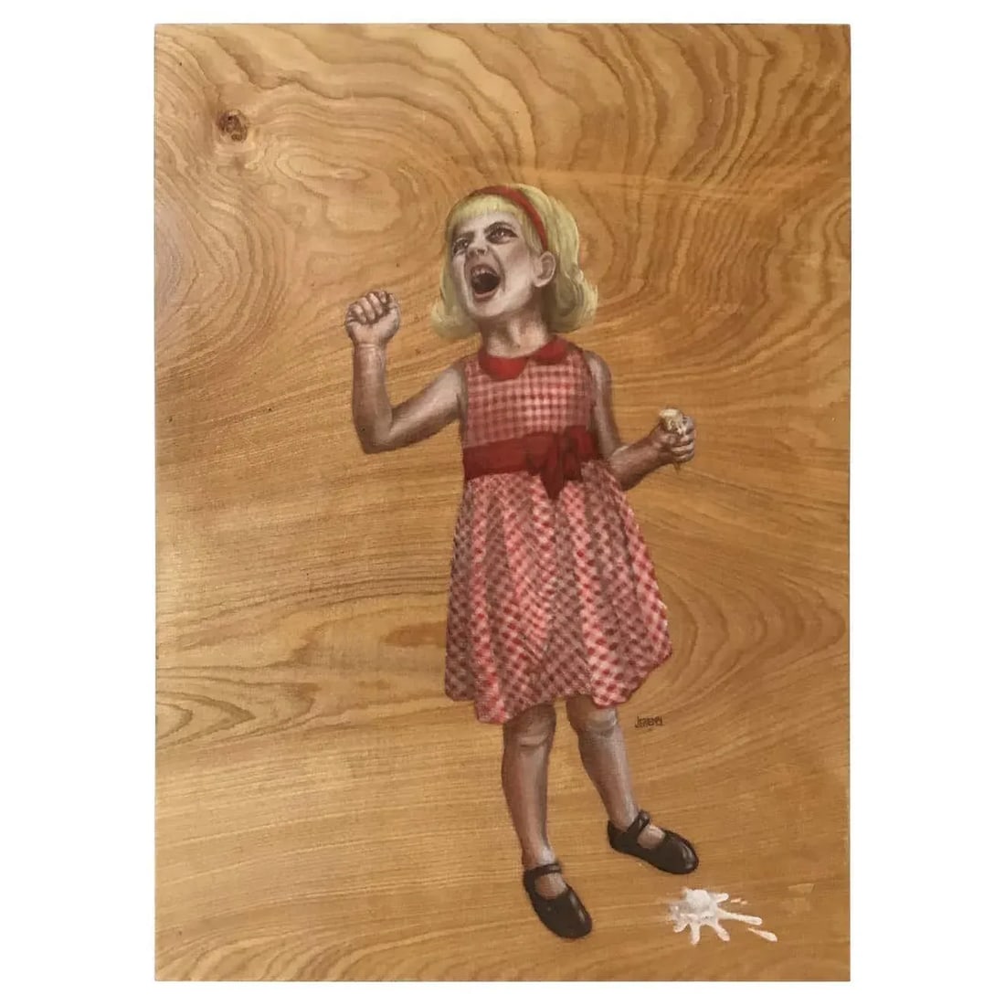 Painting on Board of Girl Dropping Ice Cream - 10