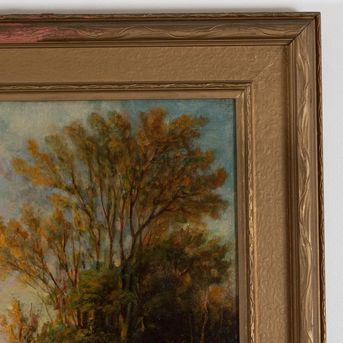 Early 20th Century River Boat Rustic Landscape Painting, Framed - 4