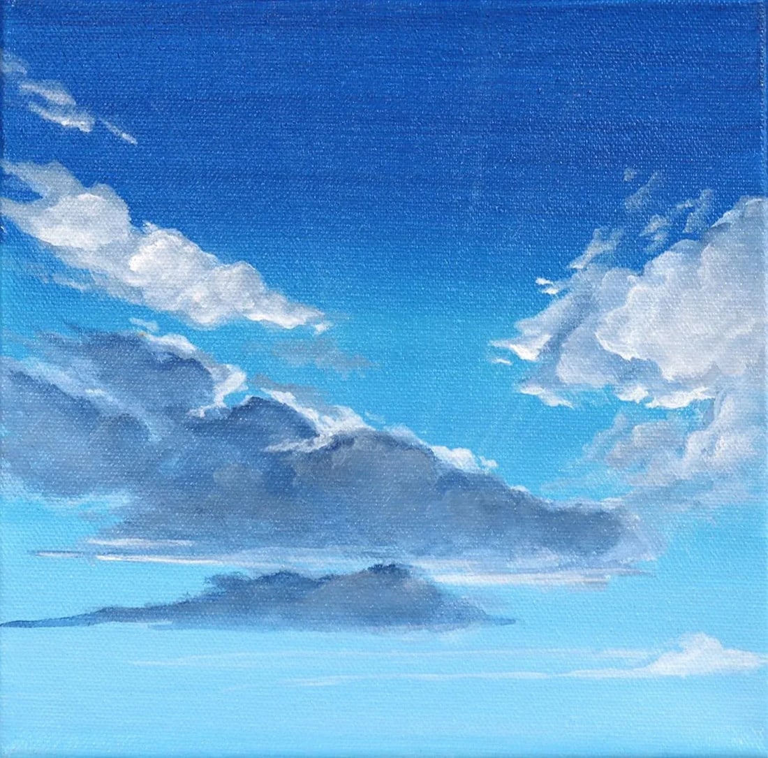 Celestial Contemporary Skyscape Acrylic Painting by Nichole McDaniel: Nichole McDaniel's artistry unfolds as a captivating fusion of contemporary landscapes and abstract compositions, drawing inspiration from both local surroundings and her explorations across the