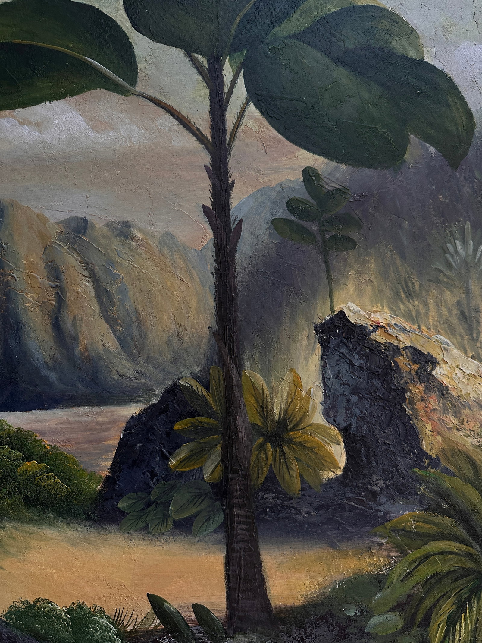 1990s Original Oil Painting on Canvas, Tropical Theme Framed - 2