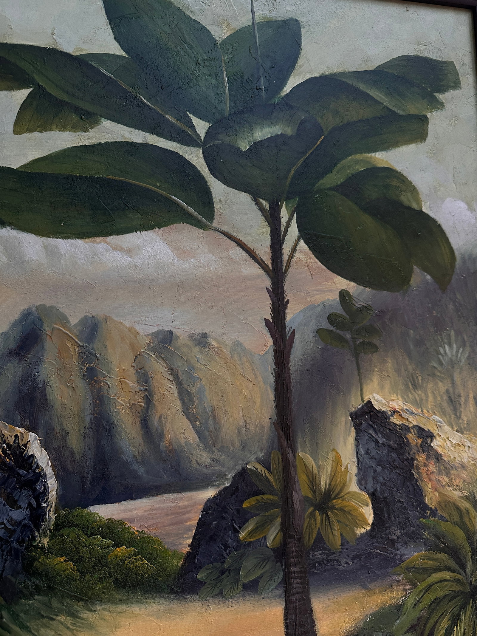 1990s Original Oil Painting on Canvas, Tropical Theme Framed - 6