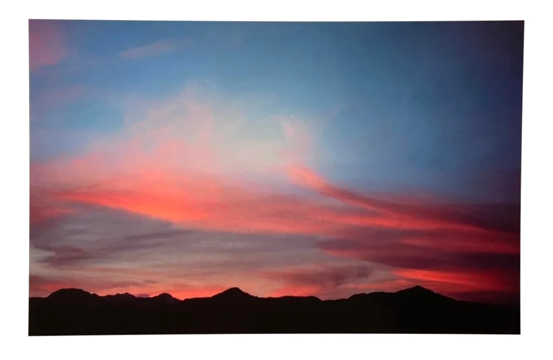Mountain Range Silhouette at Sunset Contemporary Landscape Color Photograph From the Estate of Gle: The pleasure of finally being able to go through the archive of my father, Gleb Derujinsky, and begin the task of sharing his vast imagination is a thrill. Many know his work now from his career as a 