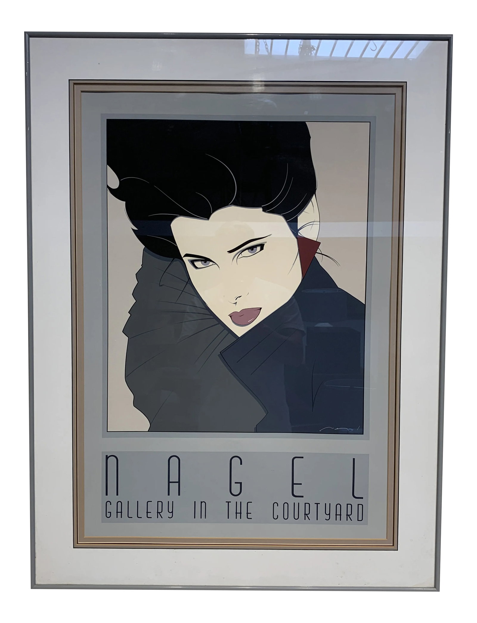 Patrick Nagel 1980s "Gallery in the Courtyard" Limited Edition Serigraph, Framed: Patrick Nagel "Gallery In the Courtyard" Serigraph Limited run edition framed silkscreen print Released for Gallery in the Courtyard, Los Angeles, CA Patrick 'Pat' Nagel (Californian, 1945-1984), was 