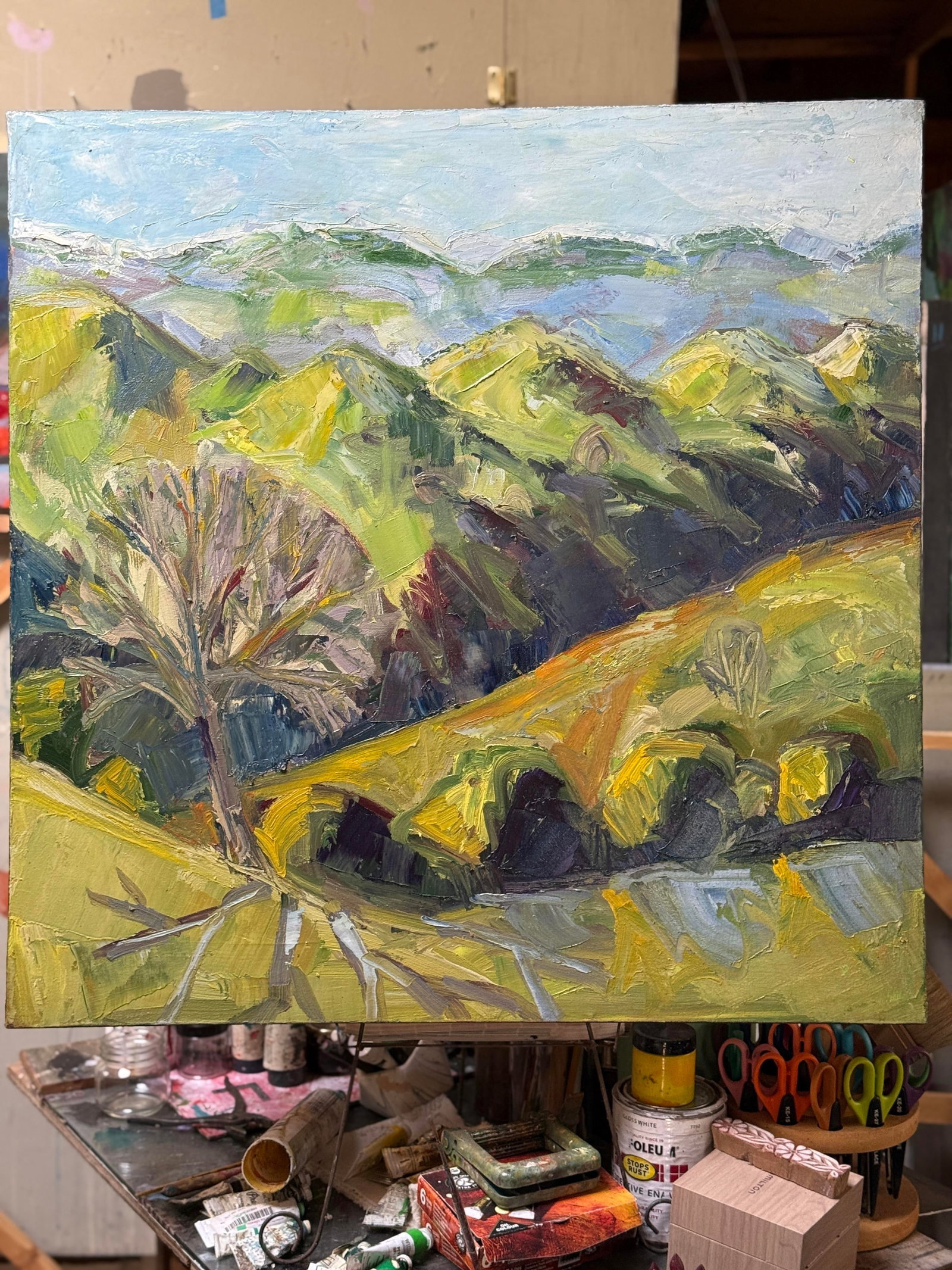 Landscape Verdant Rolling Hills Impasto Oil on Canvas Hartman - 2