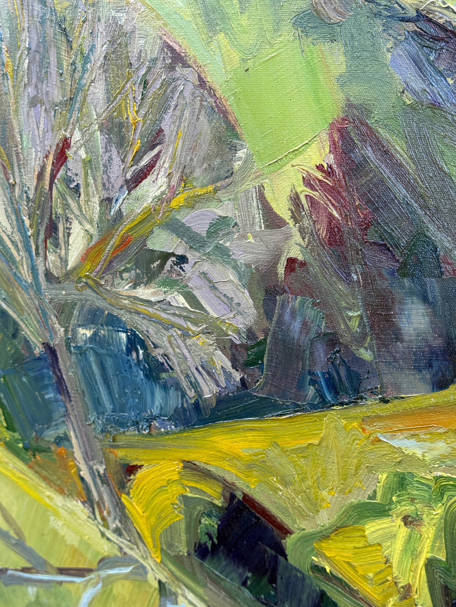 Landscape Verdant Rolling Hills Impasto Oil on Canvas Hartman - 3