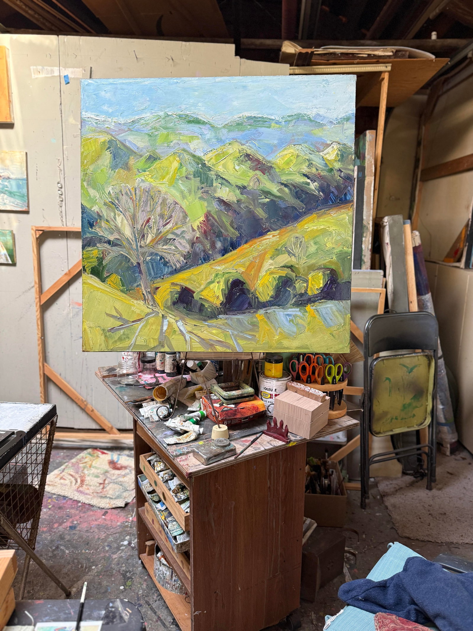 Landscape Verdant Rolling Hills Impasto Oil on Canvas Hartman - 4