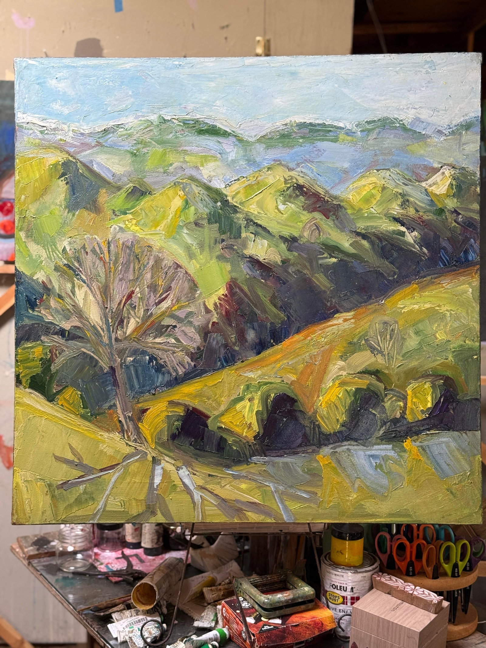 Landscape Verdant Rolling Hills Impasto Oil on Canvas Hartman - 6
