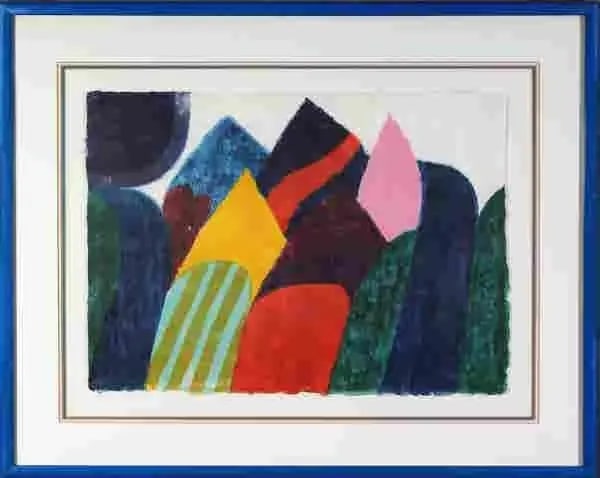 Original 1978 Carol Summers "Phewa Tal" Signed Color Woodcut 13/150, Framed (1 of 10)
