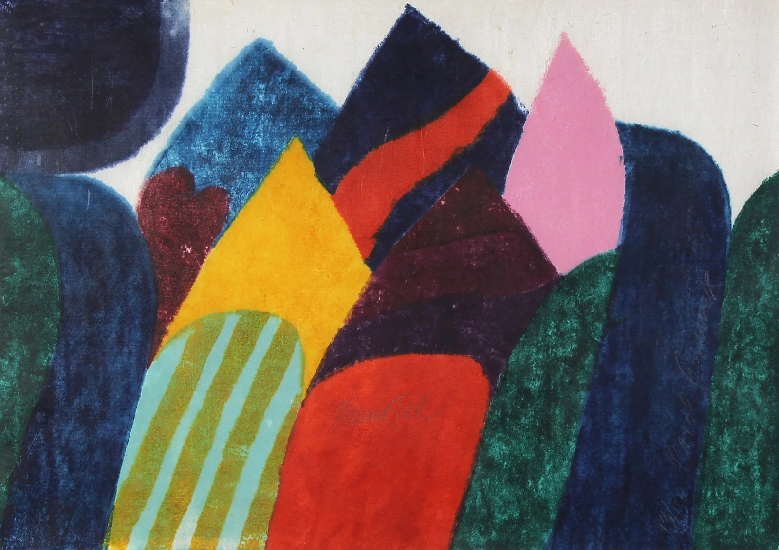 Original 1978 Carol Summers "Phewa Tal" Signed Color Woodcut 13/150, Framed - 2