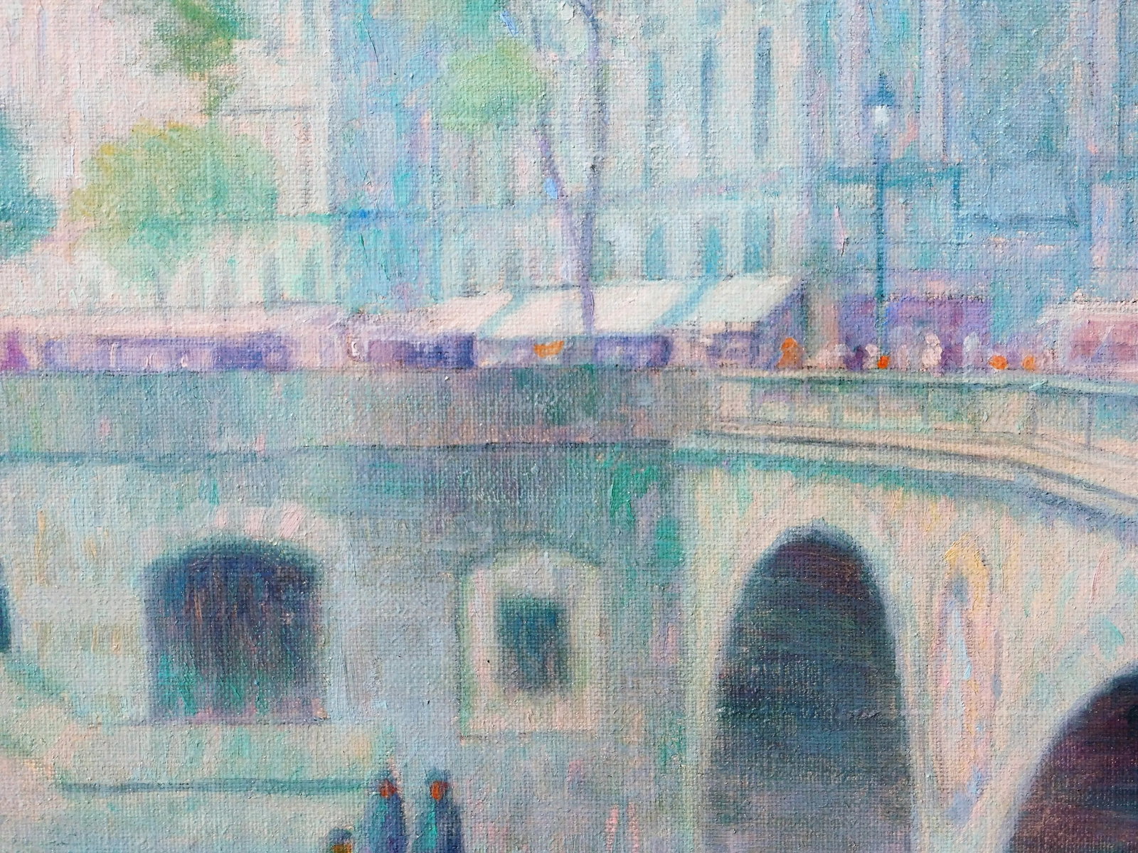 Edgar Bloomster b.1895 Illinois, Ca Artist, Oil/Canvas 30 X 36 Paris Scene Unframed - 3