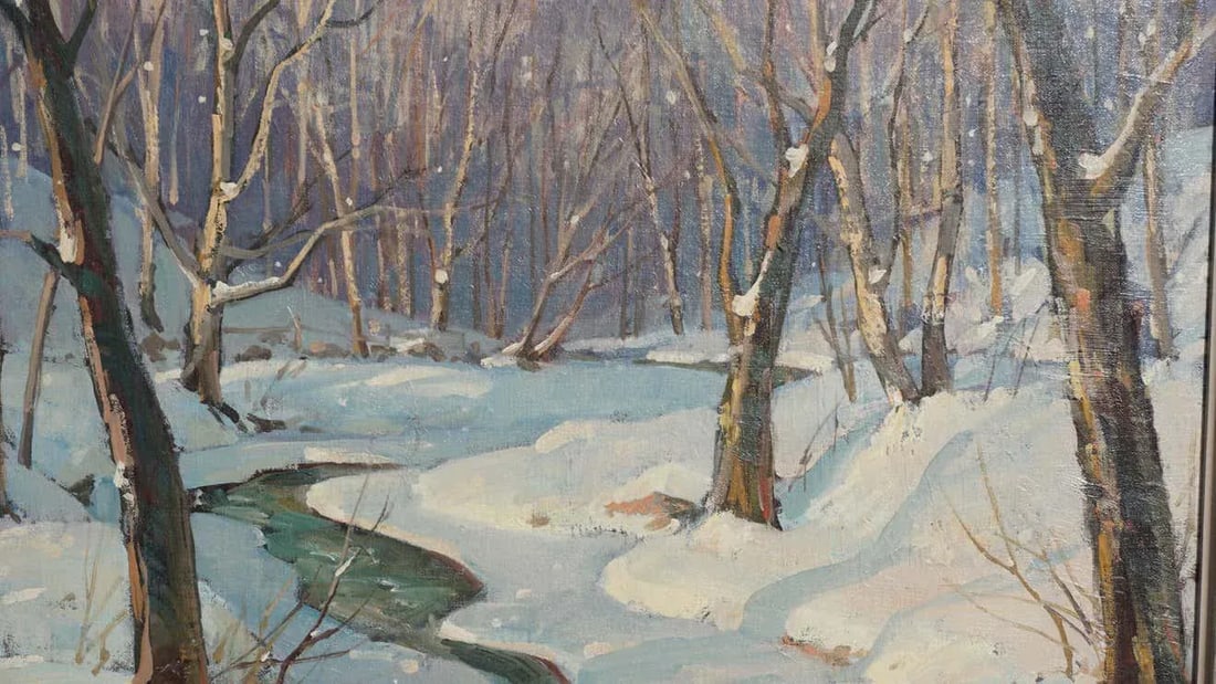 Leo B Blake New England Winter Stream Oil Painting - 3