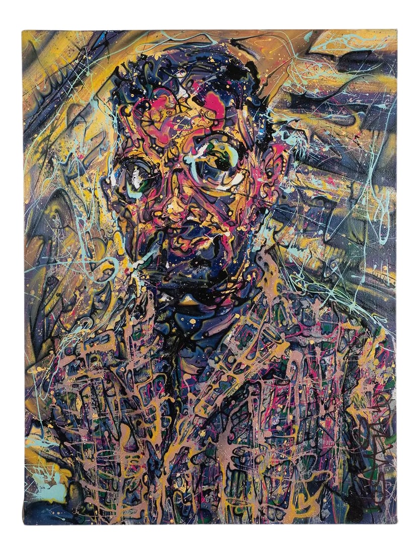 Portrait of a Smoking Man Contemporary Modernist Abstract Figurative Oil Painting by Costain: Modern Impressionistic Portrait of a Smoking Man by Costain. Oil on canvas. Condition: Alterations: Original Condition Unaltered Imperfections: Some Imperfections Condition Notes: -This item is in goo