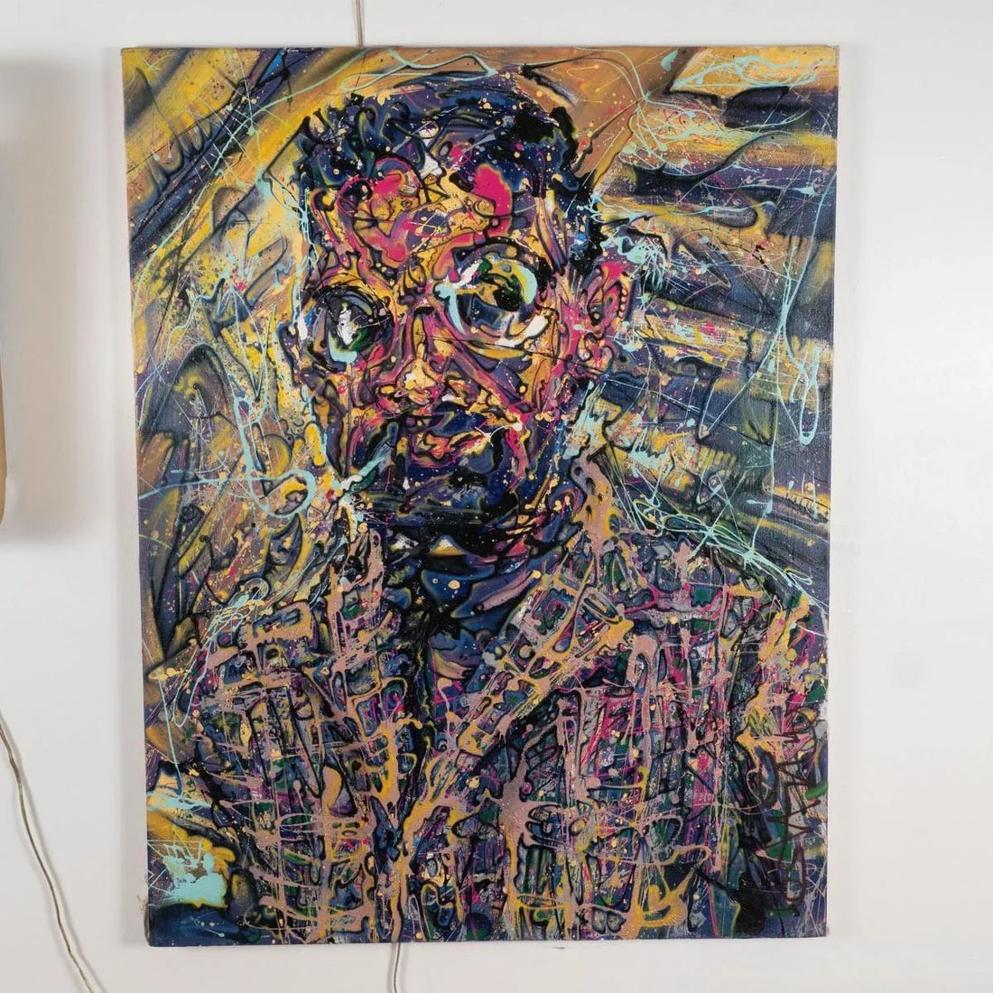 Portrait of a Smoking Man Contemporary Modernist Abstract Figurative Oil Painting by Costain - 2